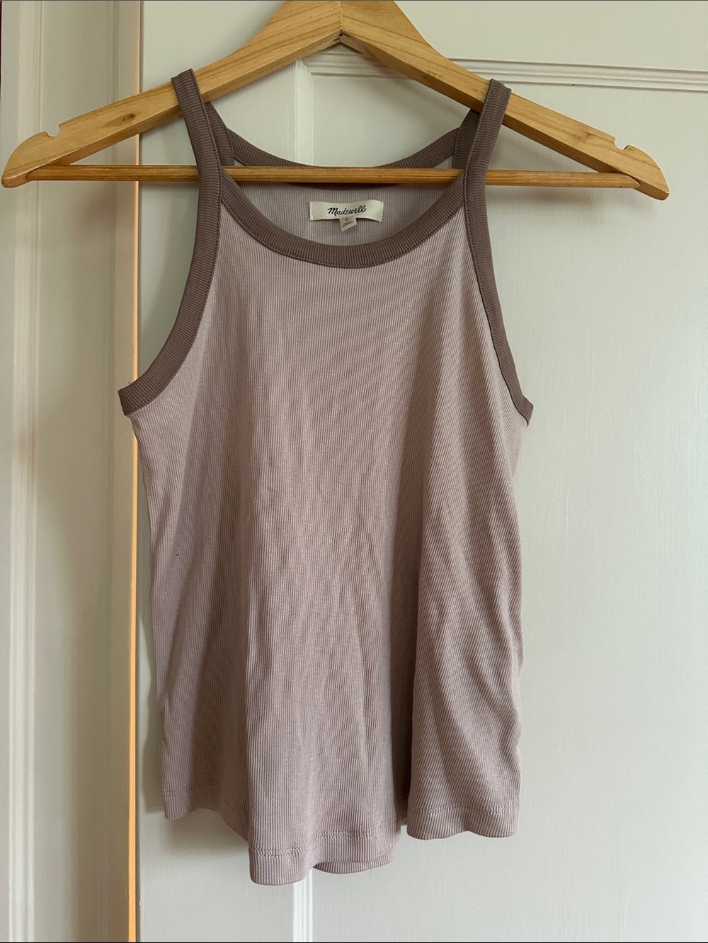 Madewell Dusty Mauve Ribbed Tank with Darker Trim